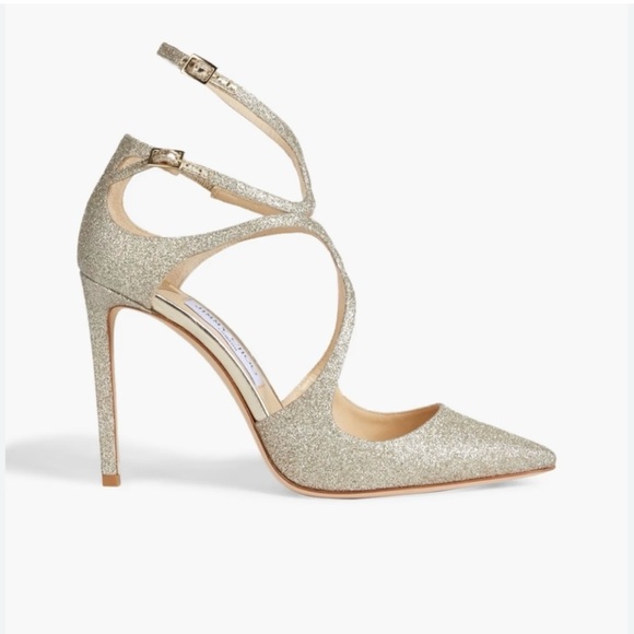 Jimmy Choo Gold Glitter Strappy Heels